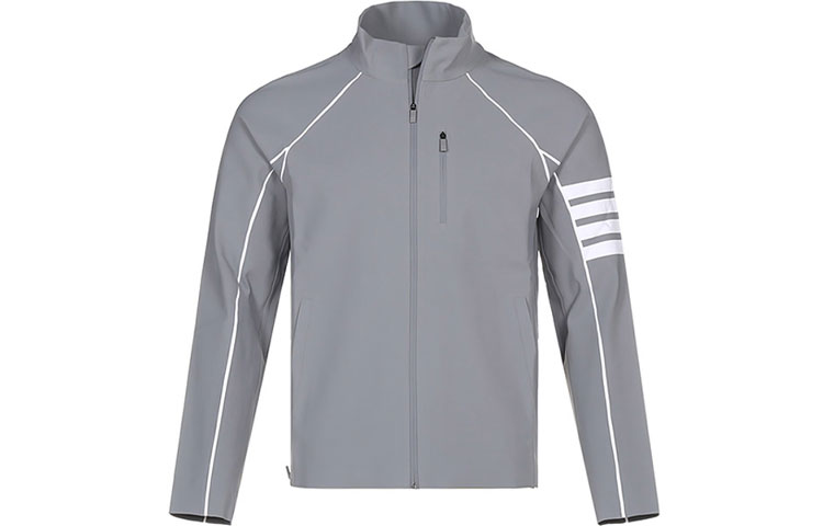 Thom Browne FW21 4-Bar Stand Collar Jacket Light Grey. MJA003A-06775-055