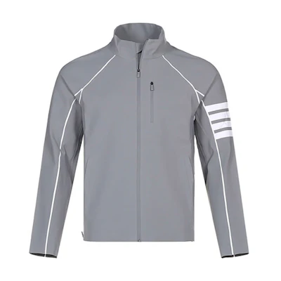 Thom Browne FW21 4-Bar Stand Collar Jacket Light Grey. MJA003A-06775-055