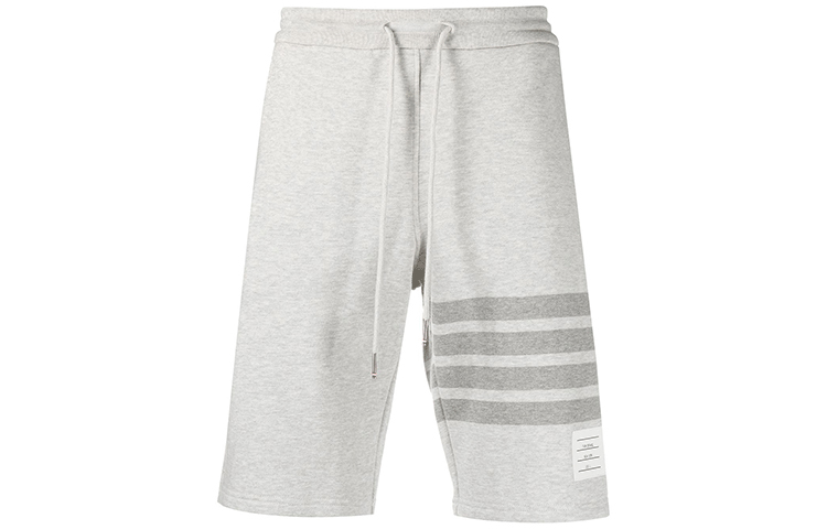 Thom Browne FW21 4-Stripe Drawstring Cotton Shorts Light Grey. MJQ012P-06910-065