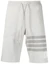 Buy Thom Browne FW21 Shorts Algodón con Cordón 4 Rayas Gris Claro. MJQ012P-06910-065