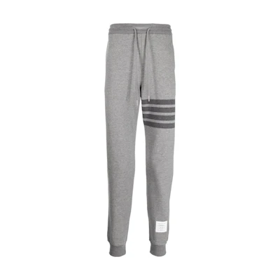 THOM BROWNE FW21 Grey Classic Four-Bar Cotton Knit Sweatpants. MJQ008-A0691-035