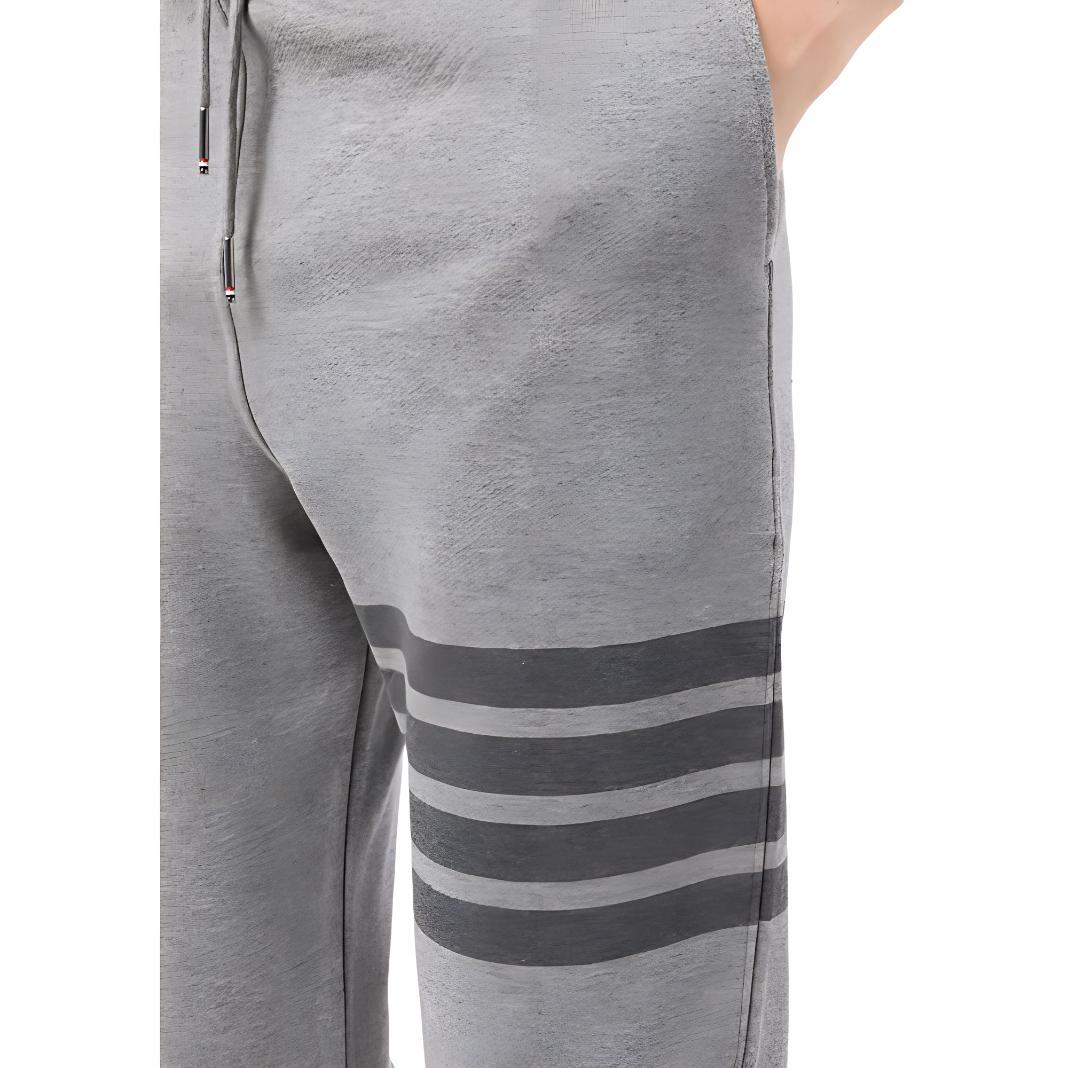 Cheap 톰브라운 FW21 그레이 클래식 포바 코튼 니트 스웻팬츠. MJQ008-A0691-035