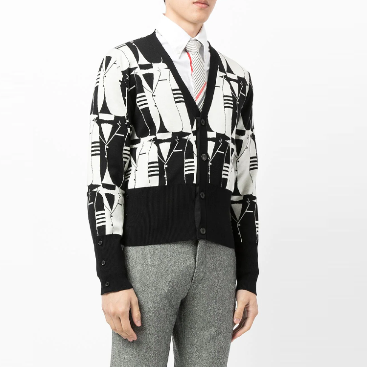 Thom Browne FW21 All-Over Print Wool Sweater Black MKC364-AY1014-980 圖 3