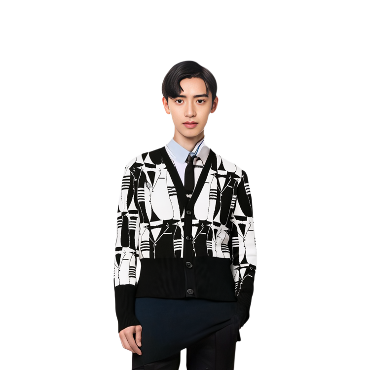 Thom Browne FW21 All-Over Print Wool Sweater Black MKC364-AY1014-980 圖 6