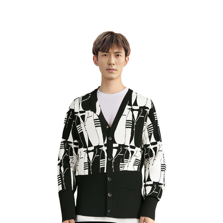 Thom Browne FW21 All-Over Print Wool Sweater Black MKC364-AY1014-980 圖 7