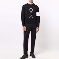 Lookbook 톰브라운 FW21 블랙 클래식 사선 & 스틱맨 니트 스웨트셔츠. MKA380A-Y1002-001