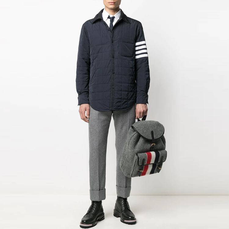 THOM BROWNE FW21 Black Logo Stripe Cotton Jacket Winter Collection MJD089X-07259-415 圖 3