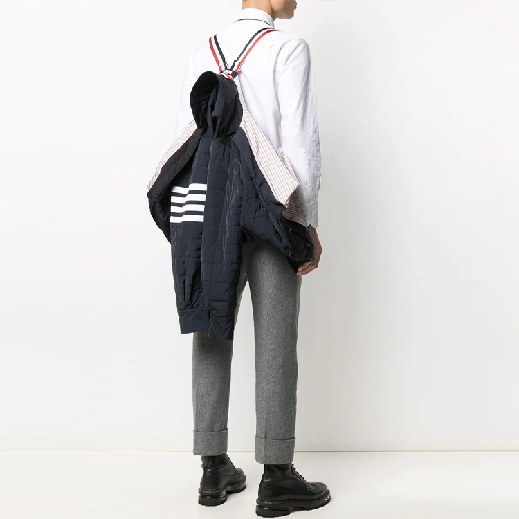 THOM BROWNE FW21 Black Logo Stripe Cotton Jacket Winter Collection MJD089X-07259-415 圖 4