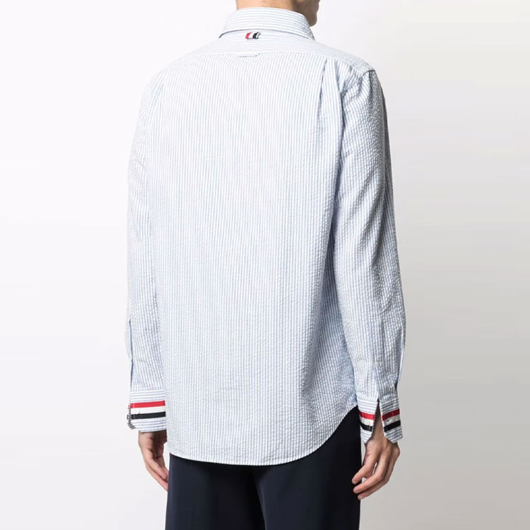 THOM BROWNE FW21 Blue Striped Button-Up Shirt MWL318A0-0572-450 圖 5