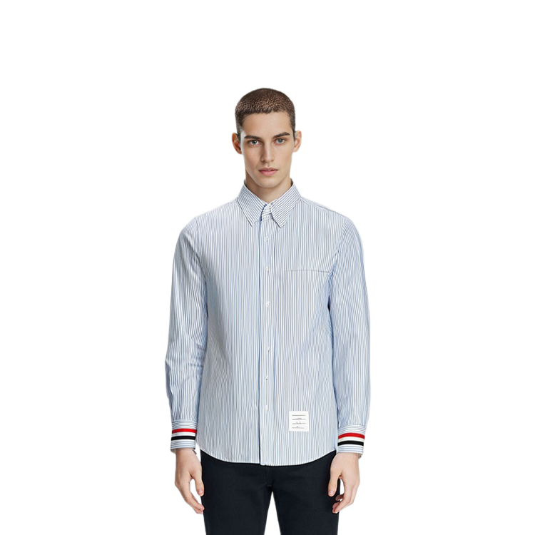 THOM BROWNE FW21 Blue Striped Button-Up Shirt MWL318A0-0572-450 圖 6