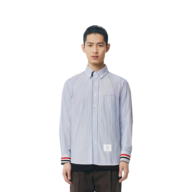 THOM BROWNE FW21 Blue Striped Button-Up Shirt MWL318A0-0572-450 圖 7