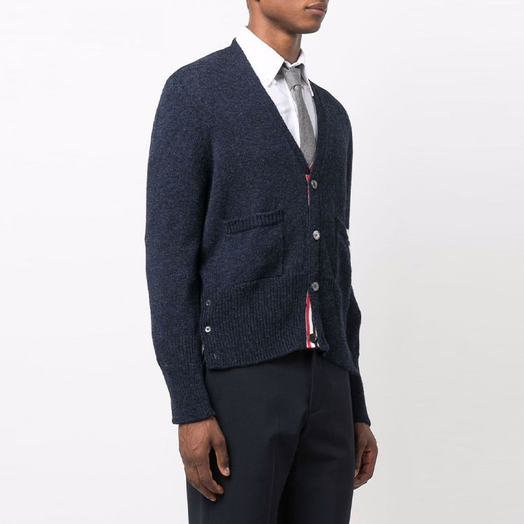THOM BROWNE FW21 Blue Wool Sweater with 4-Bar Striped Design. MKC353A-01085-415 圖 4