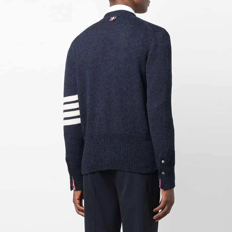THOM BROWNE FW21 Blue Wool Sweater with 4-Bar Striped Design. MKC353A-01085-415 圖 5