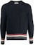 Buy THOM BROWNE FW21 ケーブルニット ストライプ ウール プルオーバー セーター ブルー MKA369A-Y1502-415