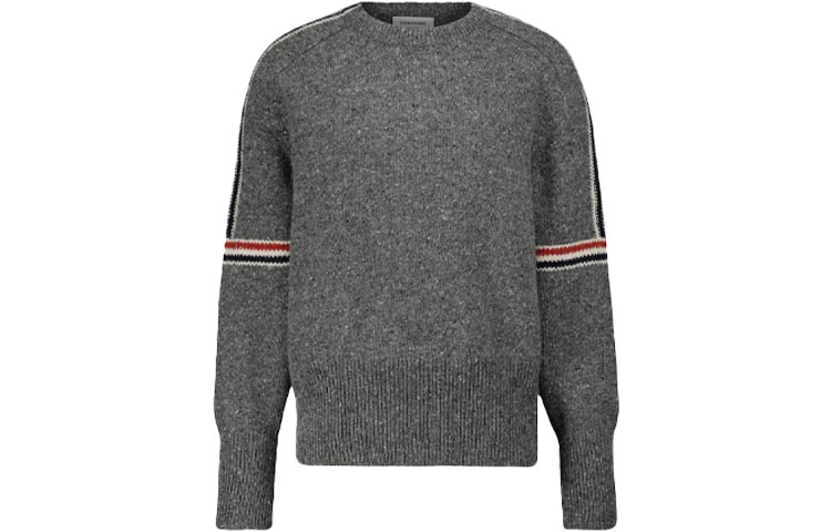 Thom Browne FW21 Charcoal Gray Wool Sweater with Tricolor Stripe Detail. MKA177A-00278-035 圖 2