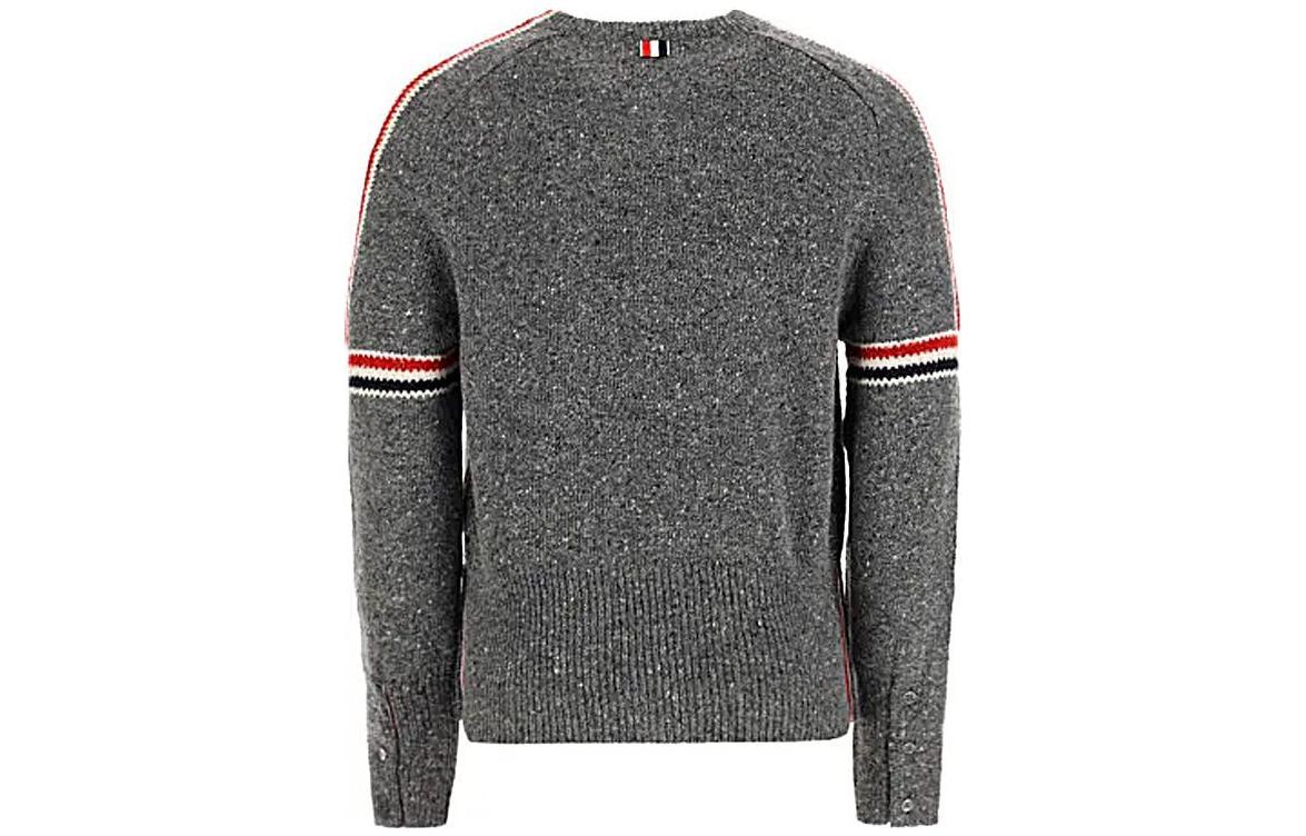 Thom Browne FW21 Charcoal Gray Wool Sweater with Tricolor Stripe Detail. MKA177A-00278-035 圖 3