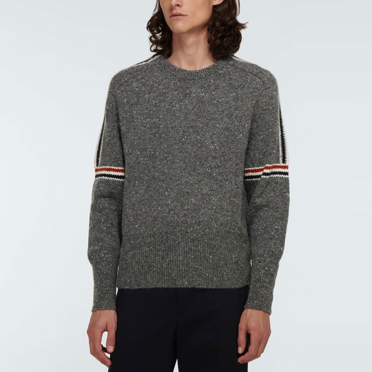 Thom Browne FW21 Charcoal Gray Wool Sweater with Tricolor Stripe Detail. MKA177A-00278-035 圖 5