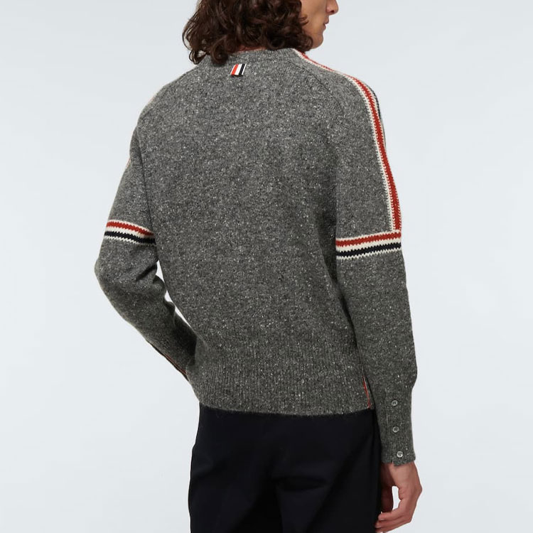 Thom Browne FW21 Charcoal Gray Wool Sweater with Tricolor Stripe Detail. MKA177A-00278-035 圖 6