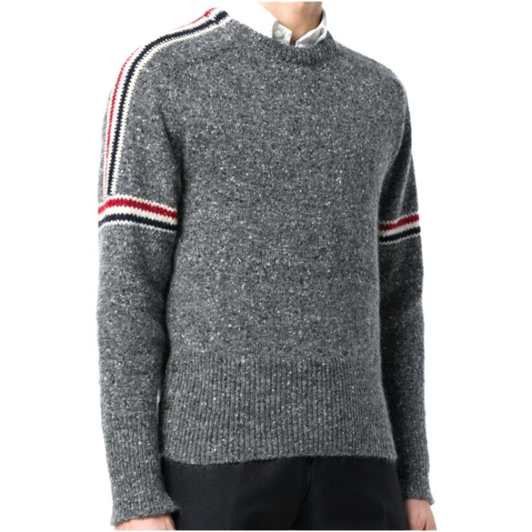 Thom Browne FW21 Charcoal Gray Wool Sweater with Tricolor Stripe Detail. MKA177A-00278-035 圖 7