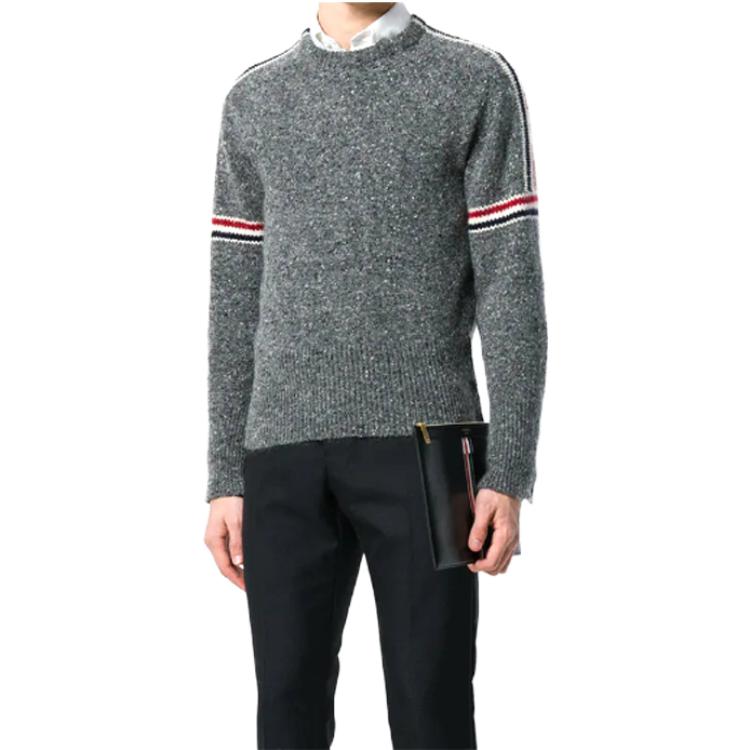 Thom Browne FW21 Charcoal Gray Wool Sweater with Tricolor Stripe Detail. MKA177A-00278-035 圖 8
