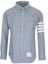 Buy THOM BROWNE FW21 Camisa Clásica de Manga Larga Cuatro Rayas Azul Claro MWL272A-05245-480