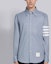 Shop THOM BROWNE FW21 Camisa Clásica de Manga Larga Cuatro Rayas Azul Claro MWL272A-05245-480