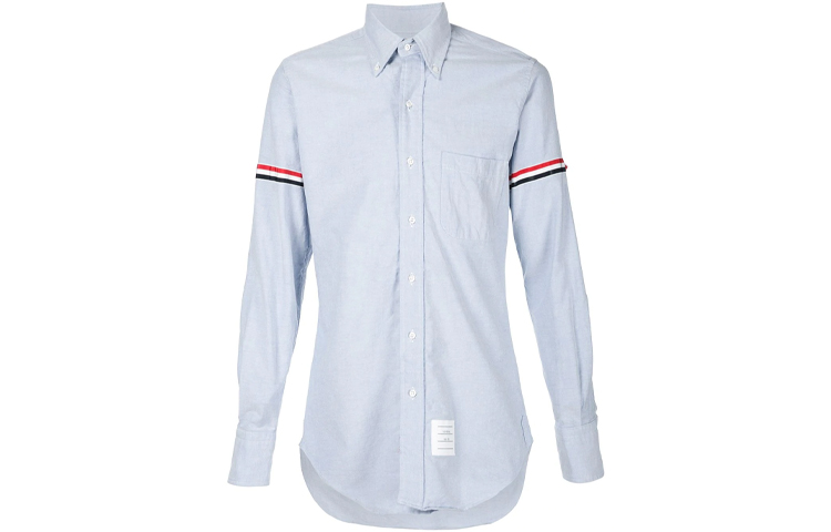THOM BROWNE FW21 Classic Striped Oxford Long Sleeve Shirt Light Blue MWL150E-06177-480