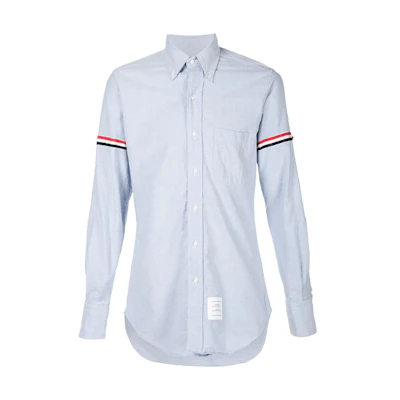 THOM BROWNE FW21 Classic Striped Oxford Long Sleeve Shirt Light Blue MWL150E-06177-480