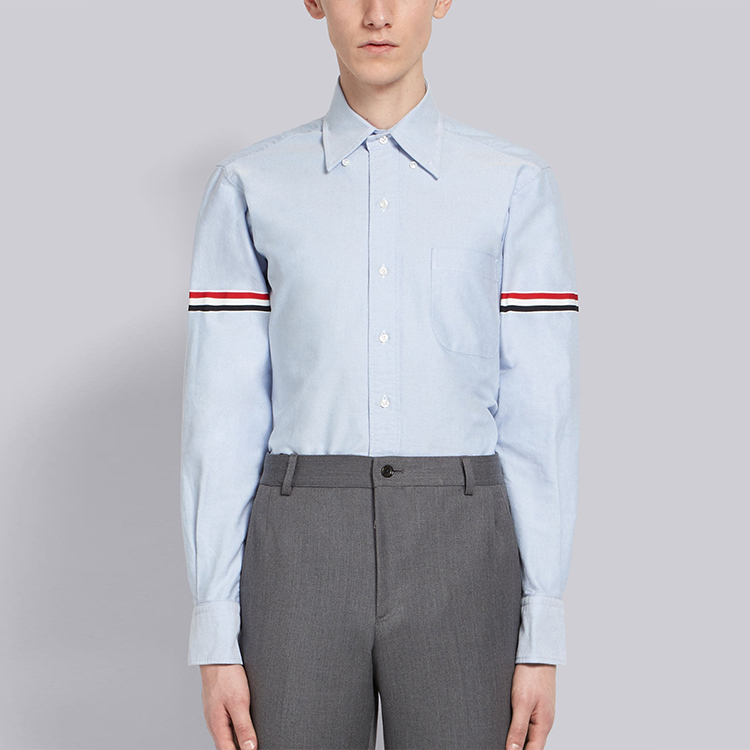 Shop 톰브라운 FW21 클래식 스트라이프 옥스포드 긴팔 셔츠 라이트 블루 MWL150E-06177-480