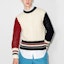 Lookbook 톰 브라운 FW21 컬러블록 케이블 니트 울 스웨터 남성 크루넥 화이트 MKA369F-Y1502-960