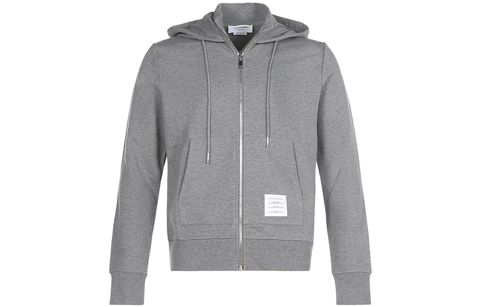 Thom Browne FW21 Cotton Hoodie Zip Jacket Mid Grey MJT288A-06931-035