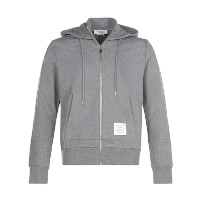 Thom Browne FW21 Cotton Hoodie Zip Jacket Mid Grey MJT288A-06931-035
