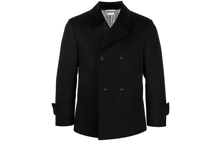 Thom Browne FW21 Double-Breasted Wool Jacket Black MOC882-C00155-001