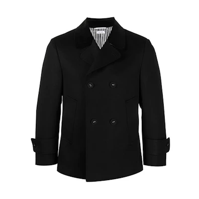 Thom Browne FW21 Double-Breasted Wool Jacket Black MOC882-C00155-001