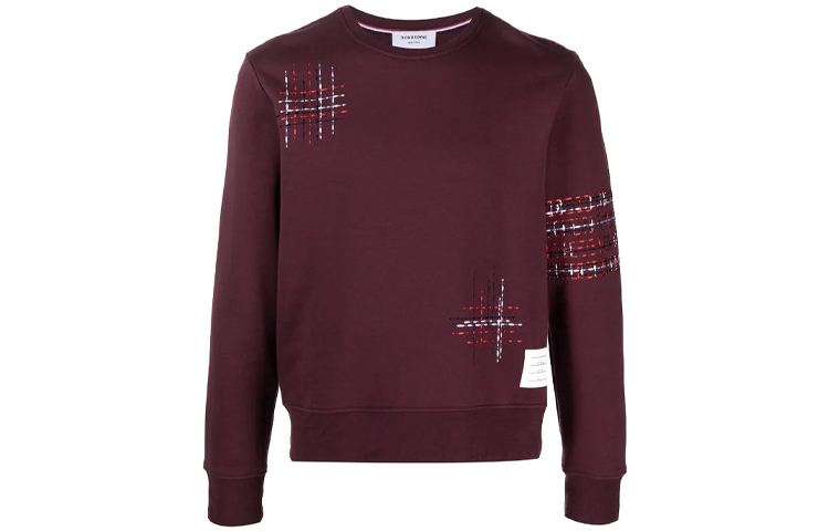 Thom Browne FW21 Embroidered Geometric Crewneck Sweatshirt Red Mens MJT289E-06931-601