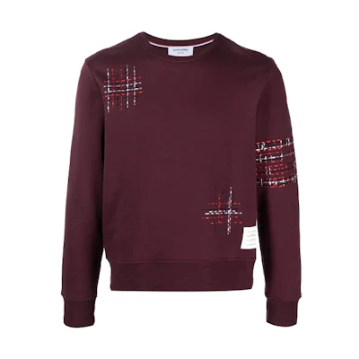 Thom Browne FW21 Embroidered Geometric Crewneck Sweatshirt Red Mens MJT289E-06931-601