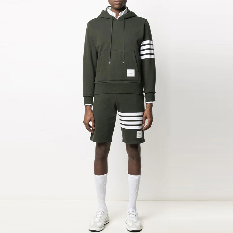 THOM BROWNE FW21 Four-Bar Drawstring Cotton Shorts Green Summer Edition MJQ012A-00535-320 圖 3