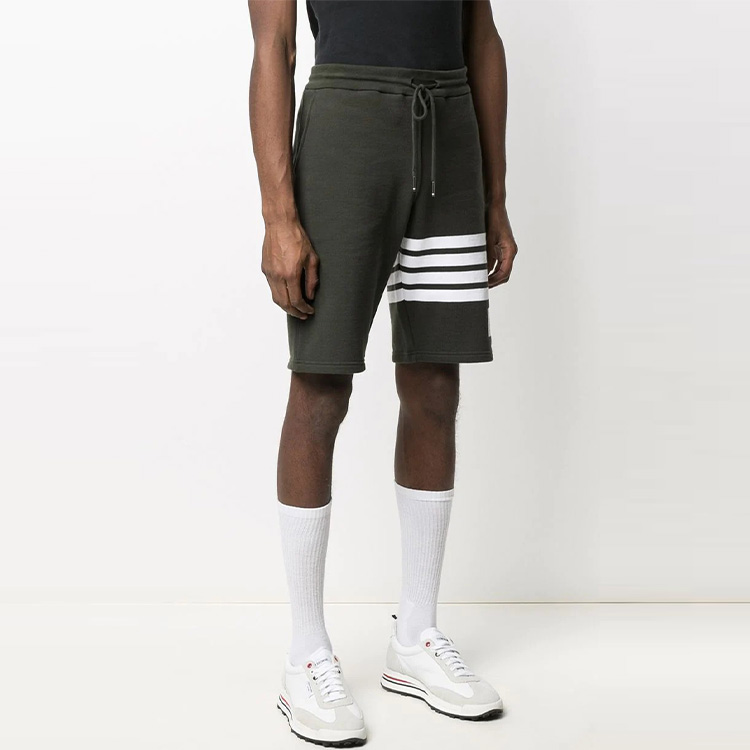 THOM BROWNE FW21 Four-Bar Drawstring Cotton Shorts Green Summer Edition MJQ012A-00535-320 圖 4