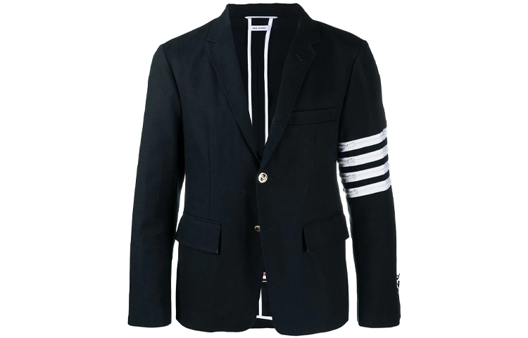 Thom Browne FW21 Four-Stripe Casual Blazer Blue Back to School Edition. MJU490E-07738-415