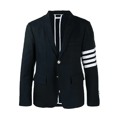 Thom Browne FW21 Four-Stripe Casual Blazer Blue Back to School Edition. MJU490E-07738-415