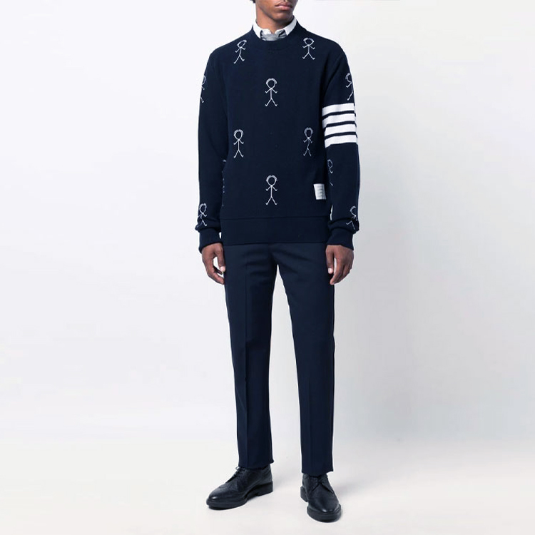 THOM BROWNE FW21 Graffiti 4-Bar Pullover Cashmere Sweater Navy Blue . MJT298E-10074-415 圖 3