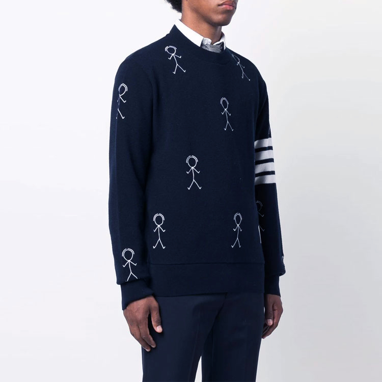 THOM BROWNE FW21 Graffiti 4-Bar Pullover Cashmere Sweater Navy Blue . MJT298E-10074-415 圖 5
