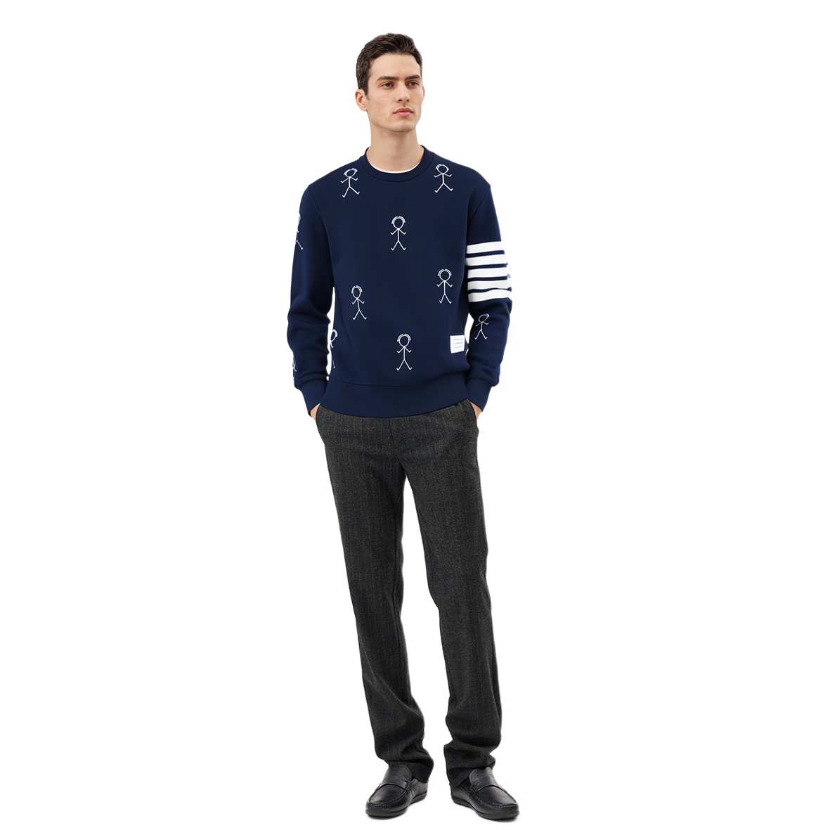 THOM BROWNE FW21 Graffiti 4-Bar Pullover Cashmere Sweater Navy Blue . MJT298E-10074-415 圖 6
