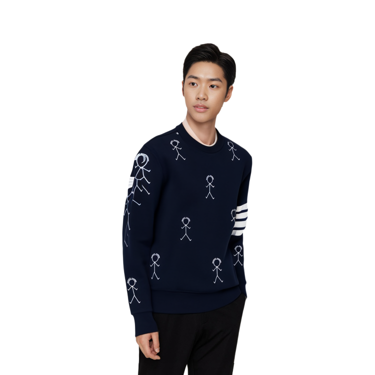 THOM BROWNE FW21 Graffiti 4-Bar Pullover Cashmere Sweater Navy Blue . MJT298E-10074-415 圖 7