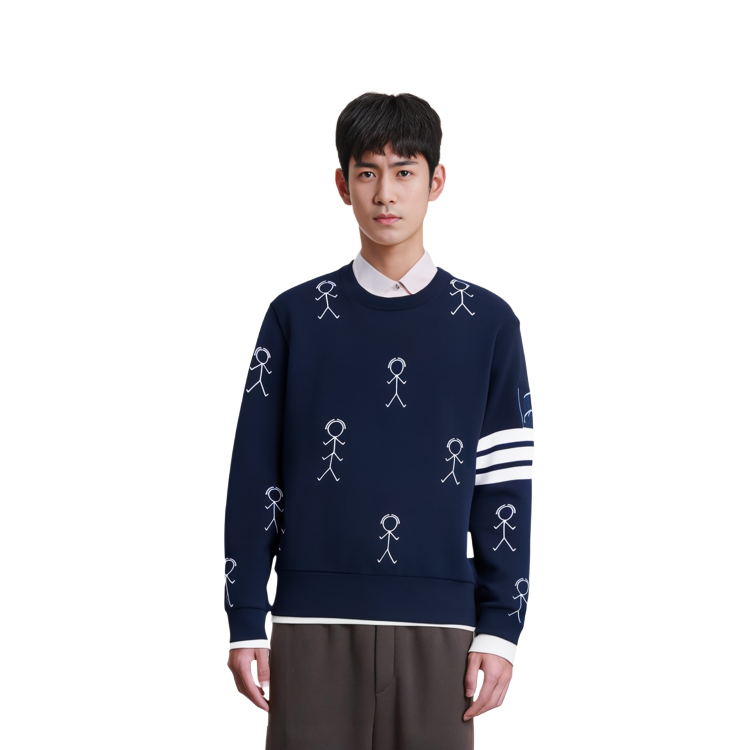 THOM BROWNE FW21 Graffiti 4-Bar Pullover Cashmere Sweater Navy Blue . MJT298E-10074-415 圖 8