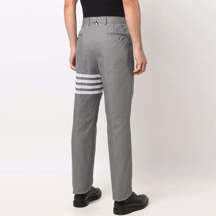 Purchase Thom Browne 2021秋冬灰色4-Bar直筒休闲裤 MTU187E-10070-035