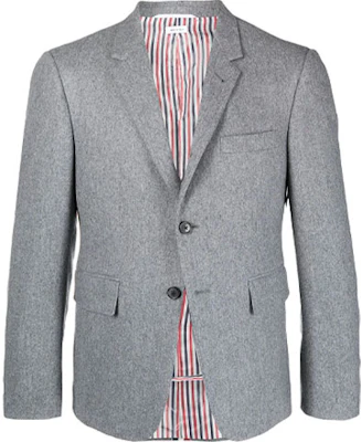 Thom Browne FW21 Grey Button-Front Striped Suit Jacket. MJC317A0-7478-035 Buy Thom Browne FW21 Grey Button-Front Striped Suit Jacket. MJC317A0-7478-035