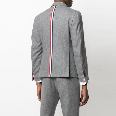 Thom Browne FW21 Grey Button-Front Striped Suit Jacket. MJC317A0-7478-035 Shop Thom Browne FW21 Grey Button-Front Striped Suit Jacket. MJC317A0-7478-035
