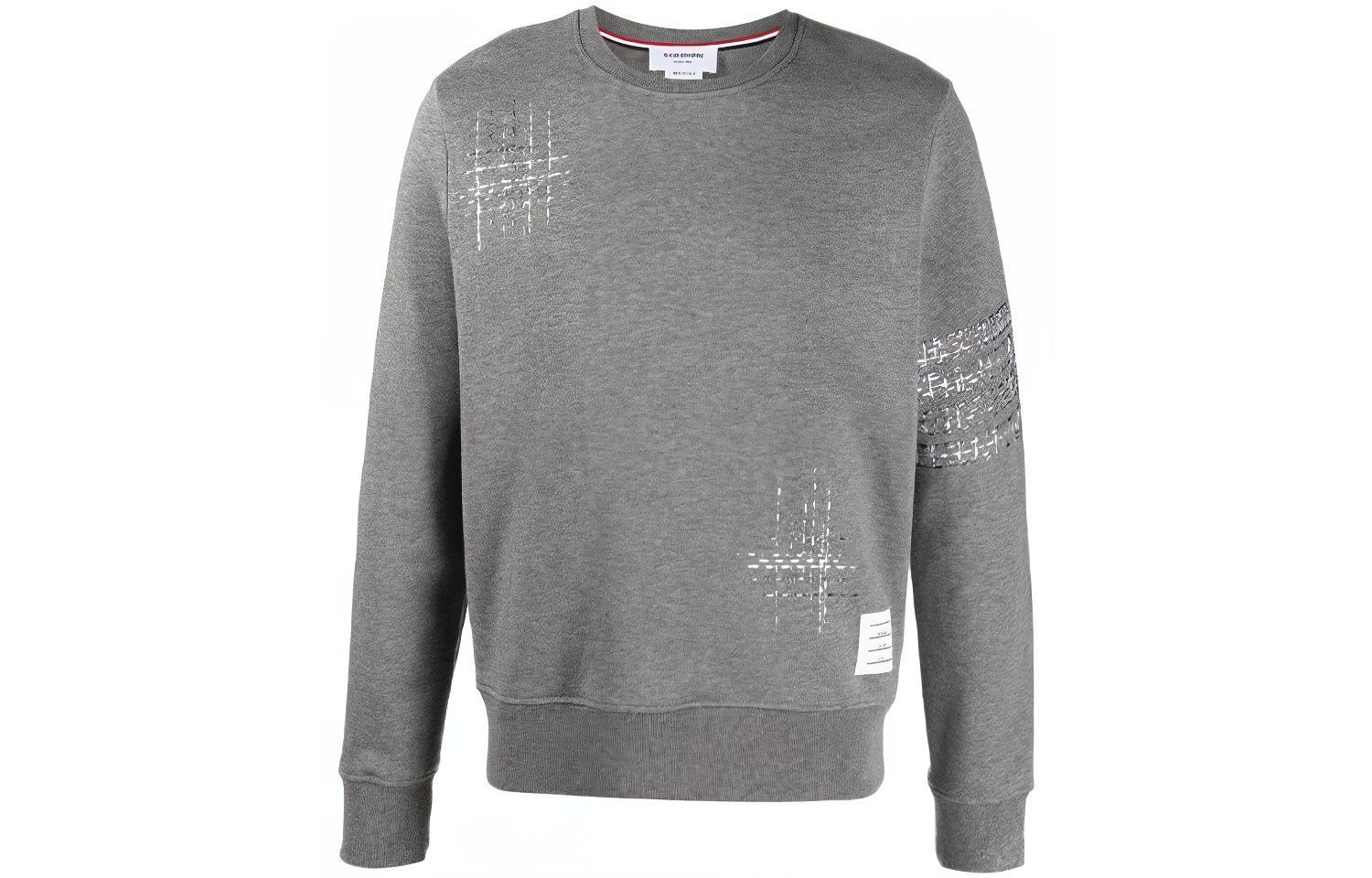 Thom Browne FW21 Grey Four-Bar Embroidered Crewneck Sweatshirt Gray MJT289E-06931-035