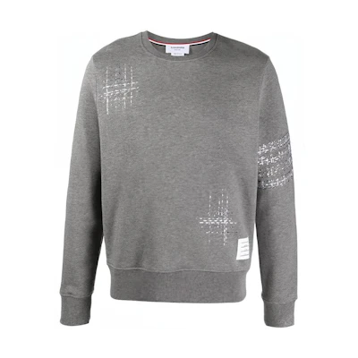 Thom Browne FW21 Grey Four-Bar Embroidered Crewneck Sweatshirt Gray MJT289E-06931-035